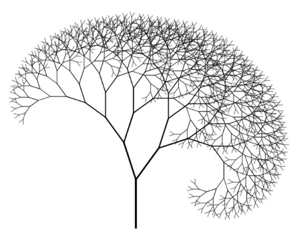 An asymmetric fractal tree.