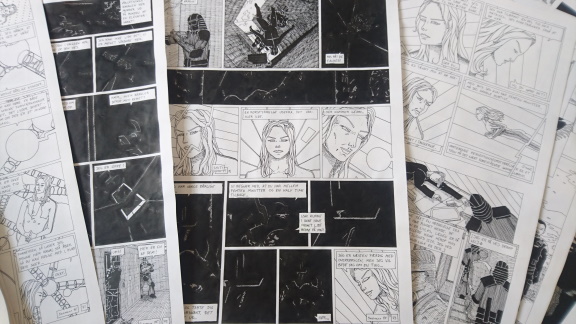 Spread of original pages of my graphic novel.