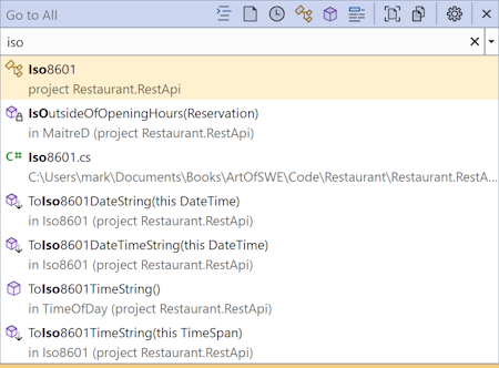 Visual Studio Go To All dialog.